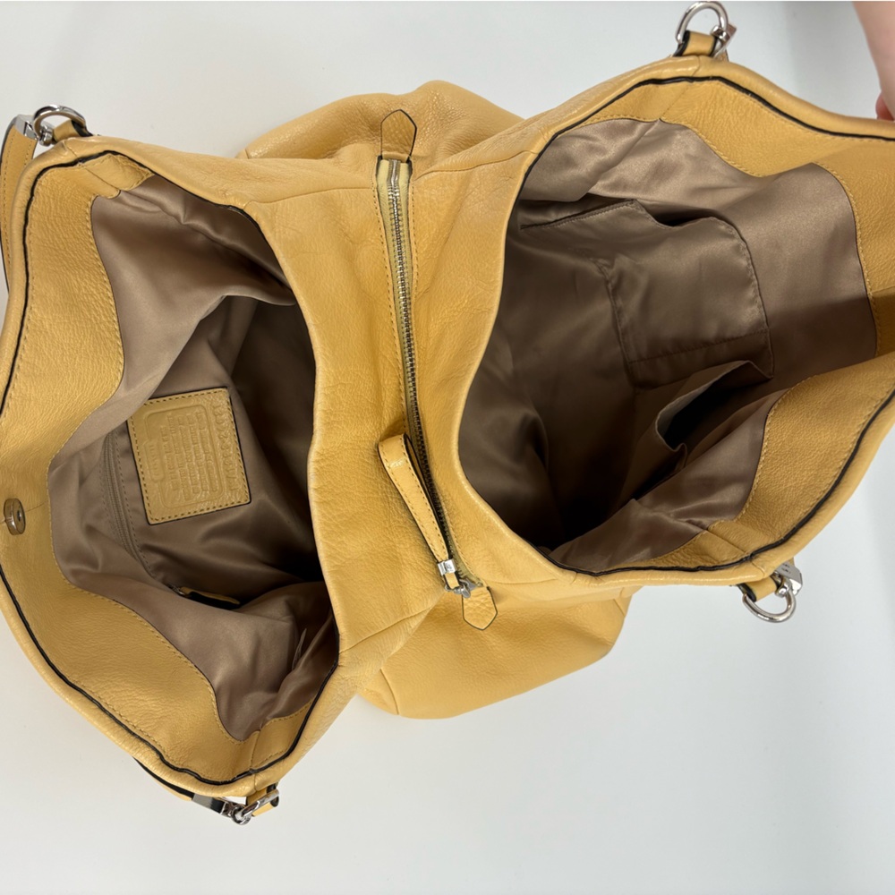 Coach Madison Phoebe Leather Shoulder Bag in Butter Yellow and Silver - Picture 7 of 12